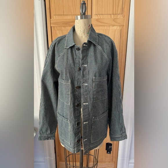 Elwood Railroad Stripe Denim Chore Jacket in Men’s Small NWT - Picture 5 of 7